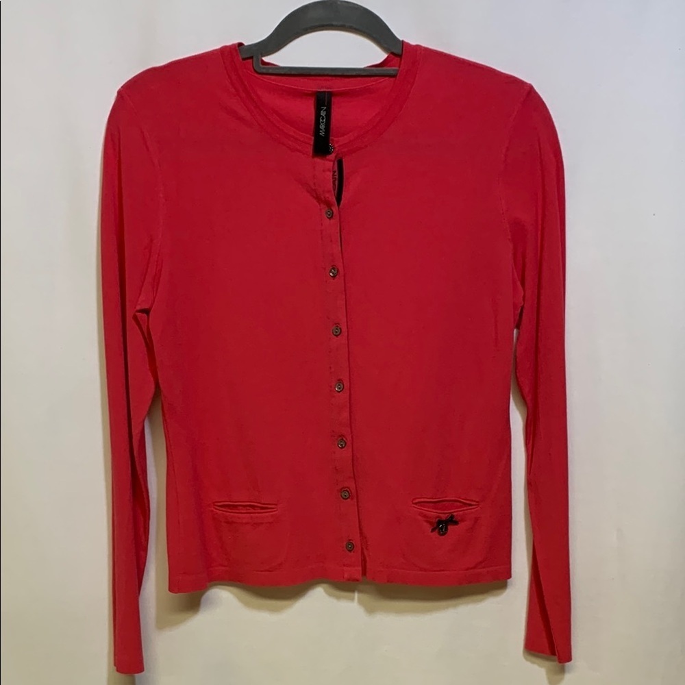 Marc Cain Vibrant Red Knit Button Down Top